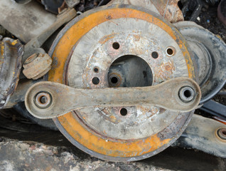 Useless, worn out rusty brake discs and other