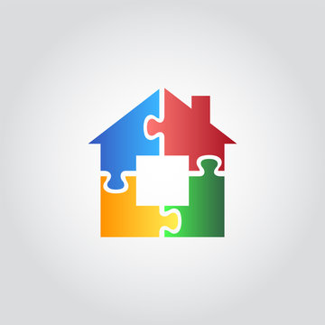 House icon, puzzle / jigsaw, vector