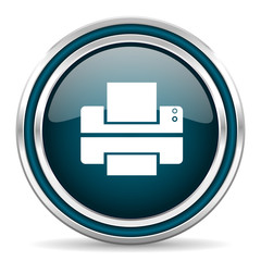 printer blue glossy web icon