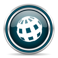 earth blue glossy web icon