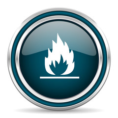 flame blue glossy web icon
