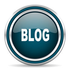 blog blue glossy web icon