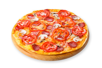 Delicious pizza with mushrooms and pepperoni