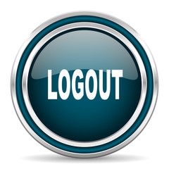 logout blue glossy web icon