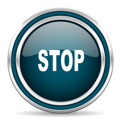 stop blue glossy web icon