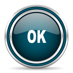 ok blue glossy web icon