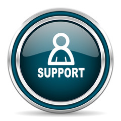support blue glossy web icon