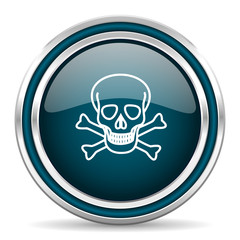 skull blue glossy web icon