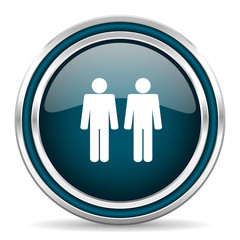 couple blue glossy web icon