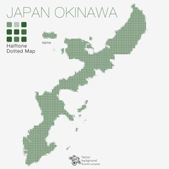 Fototapeta na wymiar Okinawa, Japan #Halftone Dotted Map ( Vector Illustration ) 