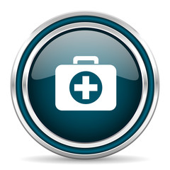 first aid blue glossy web icon