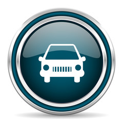 car blue glossy web icon