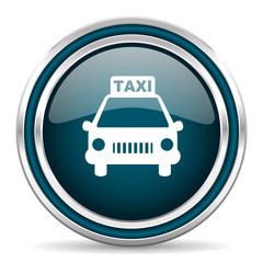 taxi blue glossy web icon