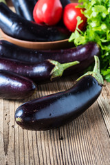 Ripe organic purple eggplant