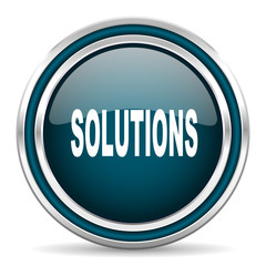 solutions blue glossy web icon