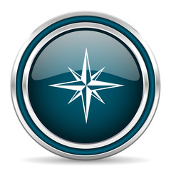 compass blue glossy web icon