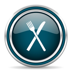 restaurant blue glossy web icon