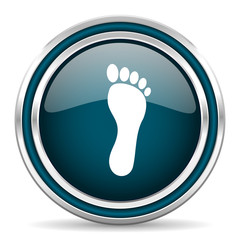 foot blue glossy web icon