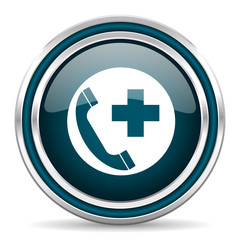 emergency call blue glossy web icon
