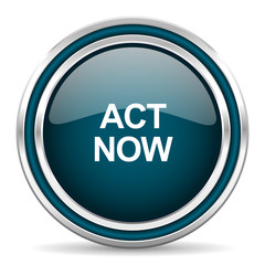 act now blue glossy web icon