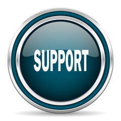 support blue glossy web icon