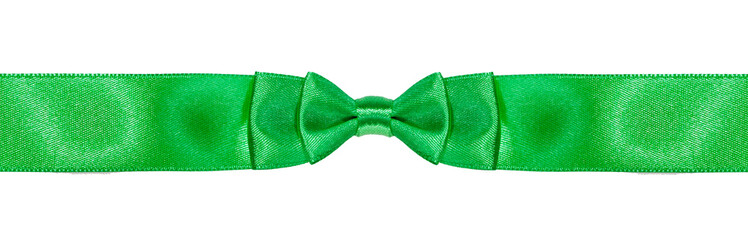 symmetrical double bow-knot on narrow green ribbon