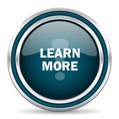 learn more blue glossy web icon