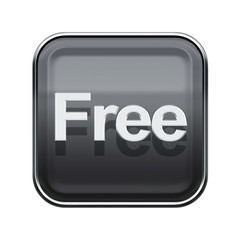 free icon glossy grey, isolated on white background