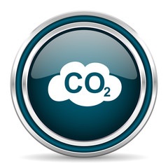 carbon dioxide blue glossy web icon