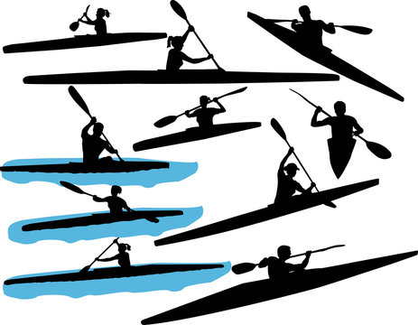 kayaking vector silhouette