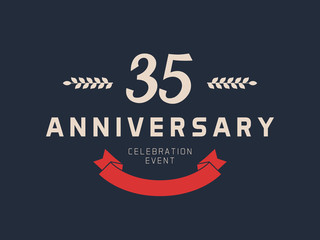 Thirty five years anniversary celebration logotype. 35th anniversary logo.