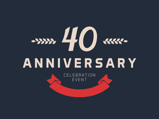 Forty years anniversary celebration logotype. 40th anniversary logo.