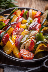 Vegetable skewers.