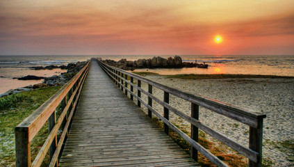 Fototapeta na wymiar Sunset beach in North of Portugal