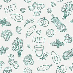Vegetables seamless pattern. Healthy eating background
