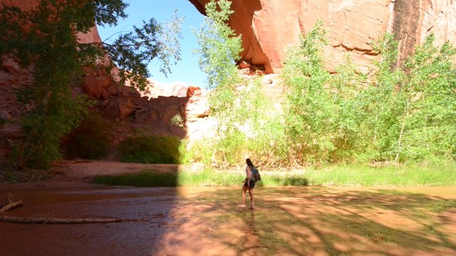 Woman Hiker Backpacker near Jacob Hamblin Arch Coyote Gulch Grand Staircase Escalante National Monument Utah