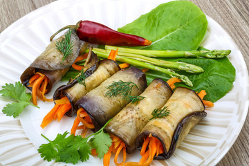Eggplant rolls with carrot
