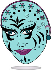 vector illustration of a light blue decorated mask