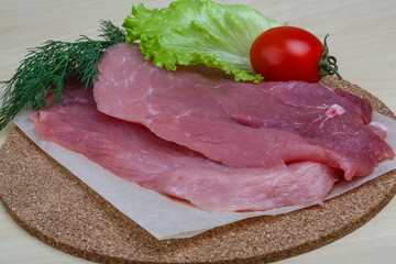 Raw pork schnitzel