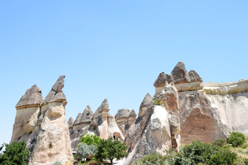 Fairy Chimneys in Love Valley,  Goreme National Park. Cappadocia, Turkey

