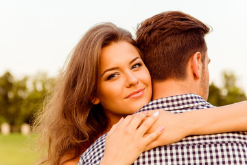 Fototapeta premium Lovers man and woman hugging