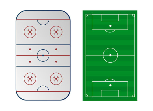 Ice hockey and soccer or football vector field