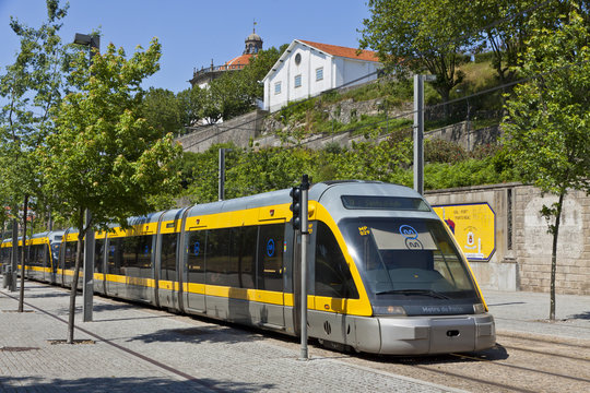 Light rail train of Metro do Porto, Portugal