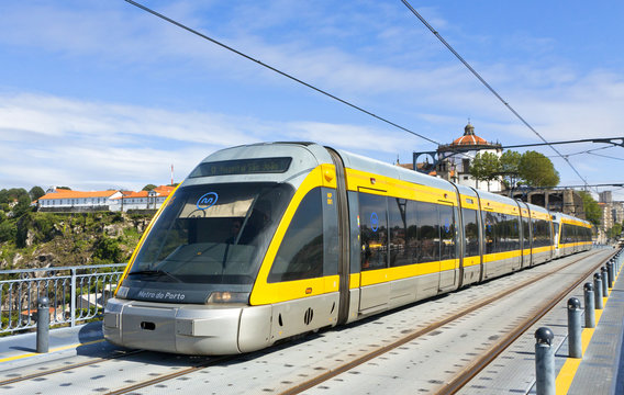 Light rail train of Metro do Porto, Portugal