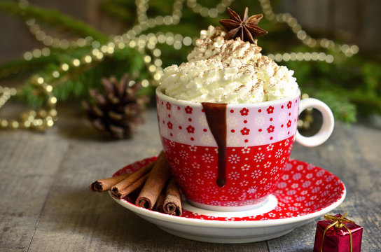 Spicy hot chocolate in a cup.