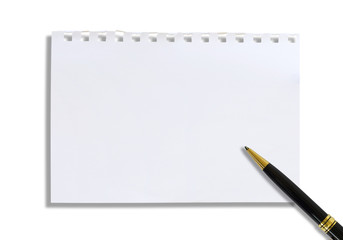 paper note and pen isolated on white background