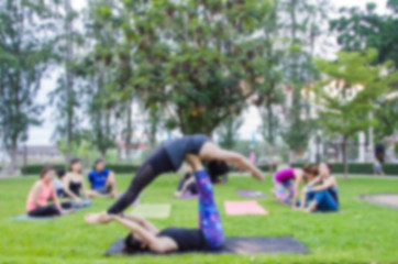 Fototapeta premium blurred woman fitness group - yoga team.
