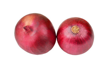 Red onion bulb, isolated on white background
