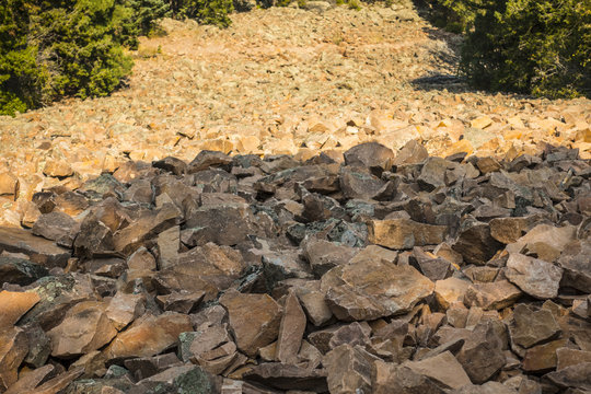Rocky landslide of boulders