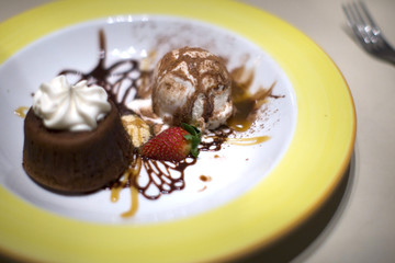 ice cream and chocolate cake